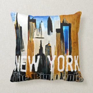 New York The Big Apple Abstract Painting Throw Pillow