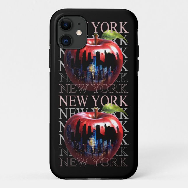 New York The Big Apple Fruit Silhouette City Case-Mate iPhone Case (Back)