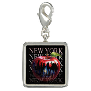 New York The Big Apple Fruit Silhouette City Charm