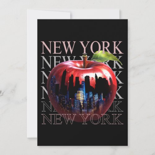 New York The Big Apple Fruit Silhouette City Invitation