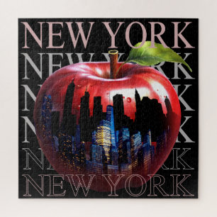 New York The Big Apple Fruit Silhouette City Jigsaw Puzzle