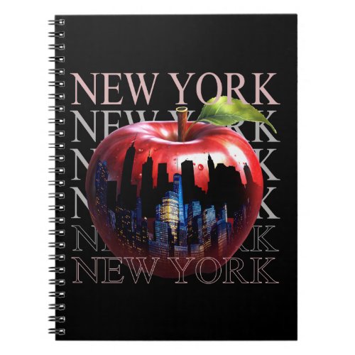 New York The Big Apple Fruit Silhouette City Notebook