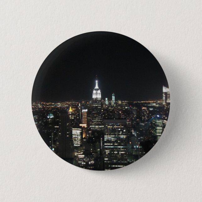 New York The Big Apple Manhattan at Night Gift Button (Front)
