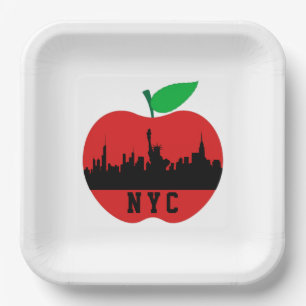 New York The Big Apple - New York State Paper Plates