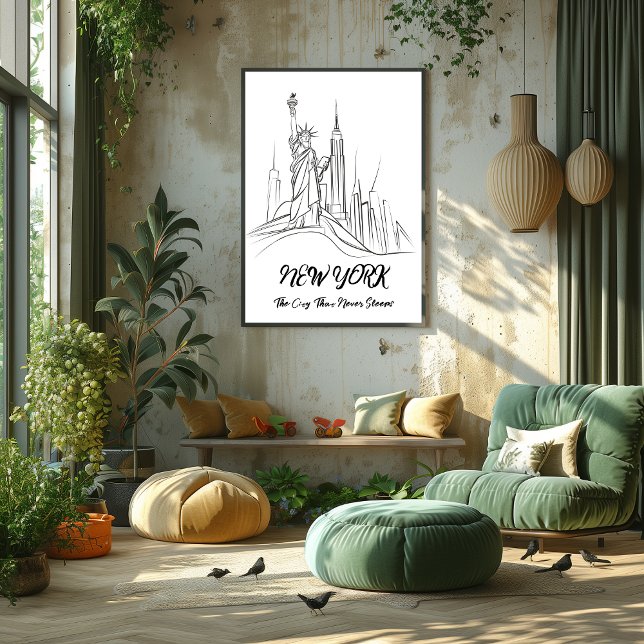 New York: The City That Never Sleeps Linear Art Poster (Creator Uploaded)