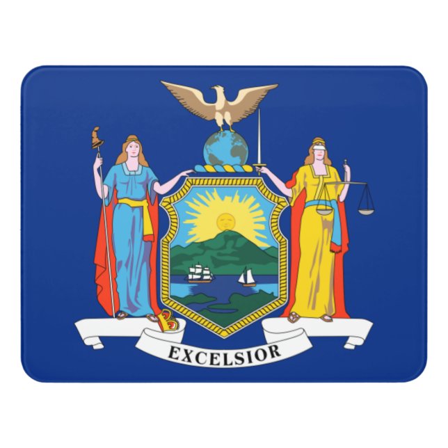 New York: The Empire State, Home Big Apple Flag Door Sign (Contemporary Front)