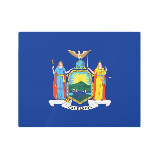 New York: The Empire State, Home Big Apple Flag Metal Print (Front)