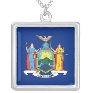 New York: The Empire State, Home Big Apple Flag Silver Plated Necklace
