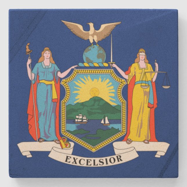 New York: The Empire State, Home Big Apple Flag Stone Coaster (Front)