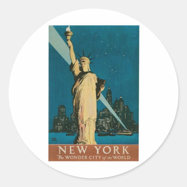 New York: The Wonder City of the World Poster Classic Round Sticker (Front)