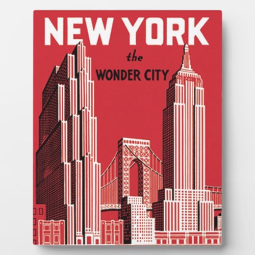 New York The wonder city Plaque