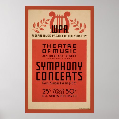 New York Theater music WPA 1940 Vintage Poster