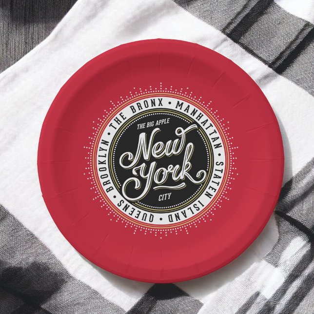 New York Theme Party Retro City Logo Paper Plates (Creator Uploaded)