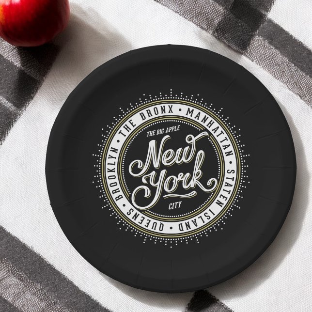 New York Theme Party Retro City Logo Paper Plates (Creator Uploaded)