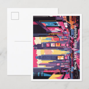 New York Times Square Pop Art Travel Illustration Postcard