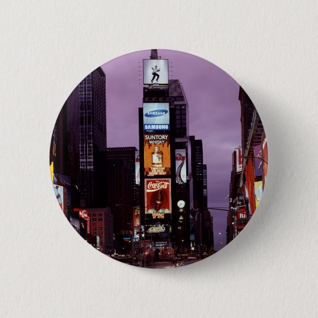 New York Times Square traffic at night Button (Front)