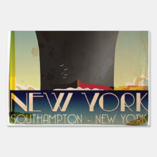 New York To Southampton Yard Sign