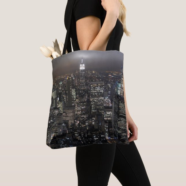 New York Tote Bag Personalized NYC City Lights Bag (Close Up)