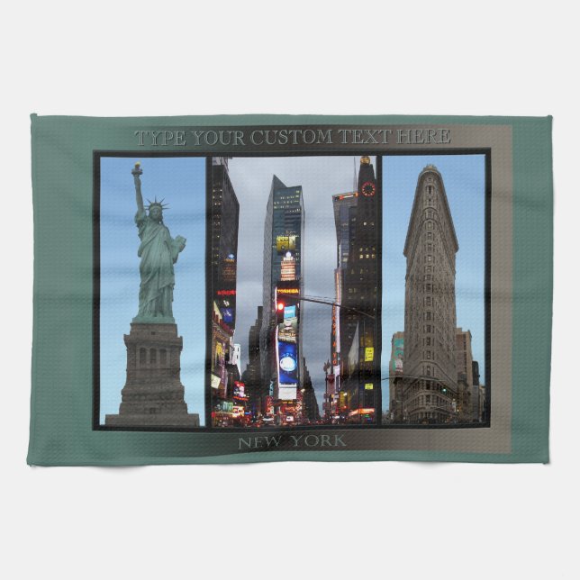 New York Towel Personalized NYC Landmark Tea Towel (Horizontal)
