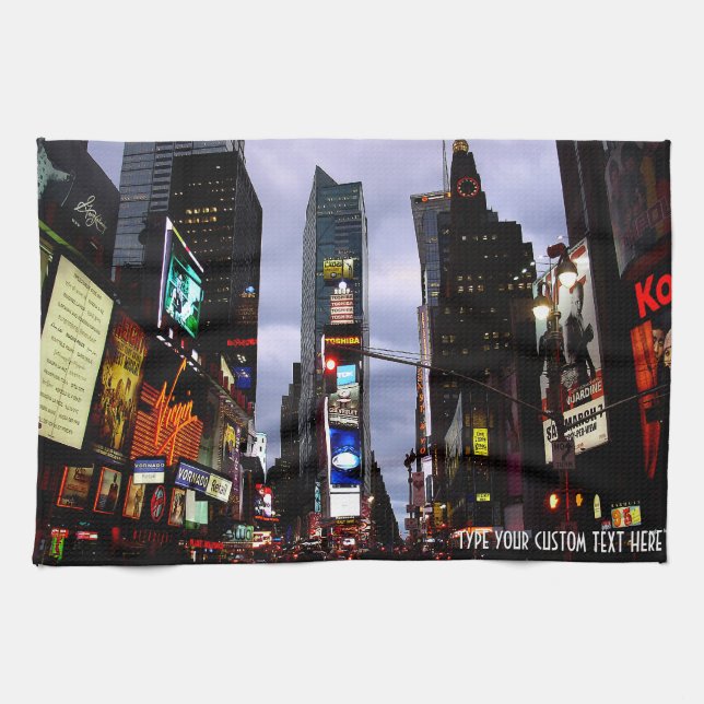 New York Towel Personalized Times Square Tea Towel (Horizontal)