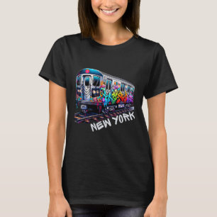 New York Train Graffiti Style, Nyc Subway Car Retr T-Shirt