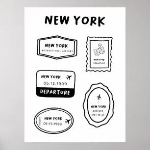 New York - Travel Stamp Collection Minimalist Poster