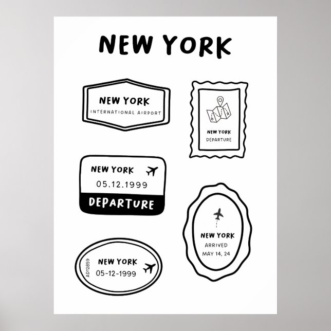 New York - Travel Stamp Collection | Minimalist Poster (Front)