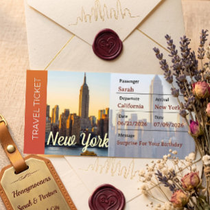 New York Trip Surprise Boarding Pass Invitation