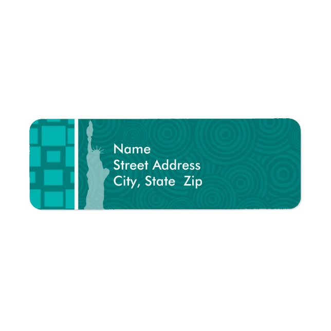 New York; Turquoise Squares; Retro Label (Front)