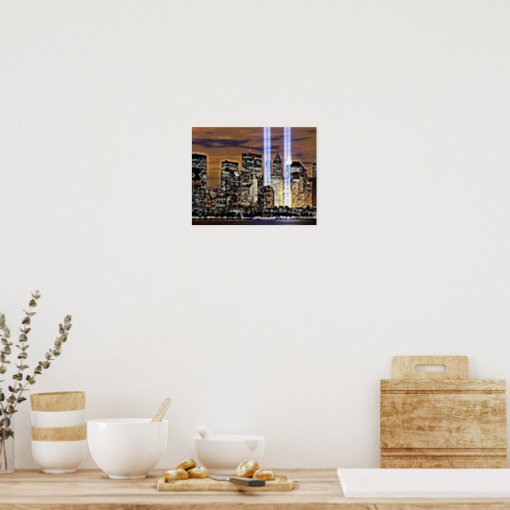 New York Twin Towers Light Beams Poster | Zazzle