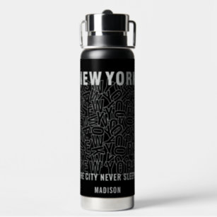 New York Typography custom name Water Bottle