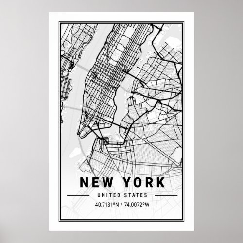 New York United States Cities Travel USA City Map Poster