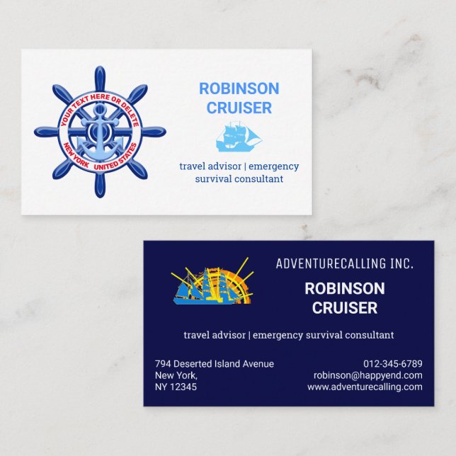 New York, United States, Customizable, Sea Travel Business Card (Front/Back)