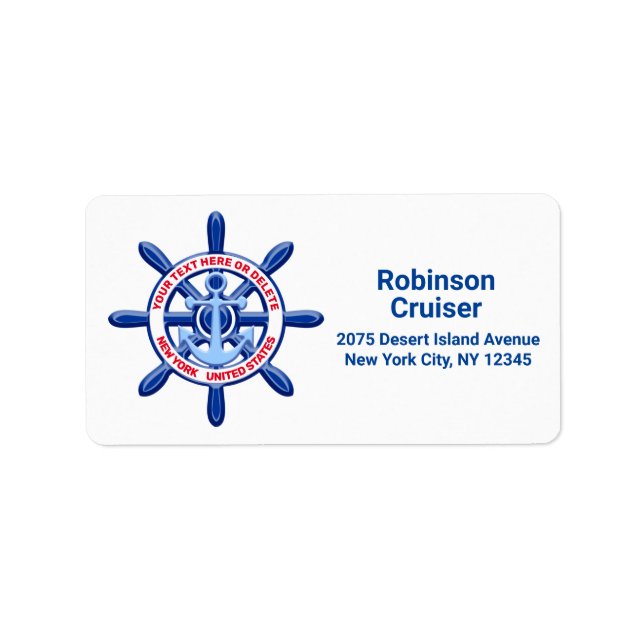 New York, United States, Customizable, Sea Travel Label (Front)
