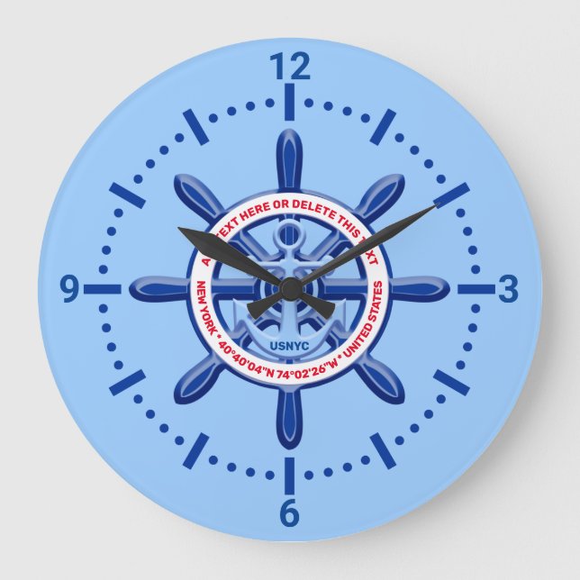 New York, United States, Customizable, Sea Travel Large Clock (Front)