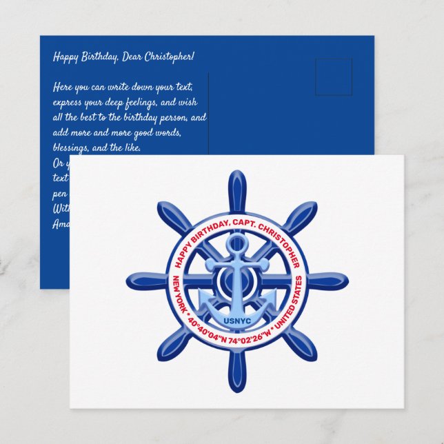 New York, United States, Customizable, Sea Travel Postcard (Front/Back)