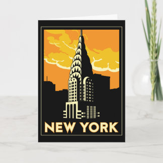 new york united states usa vintage retro travel card