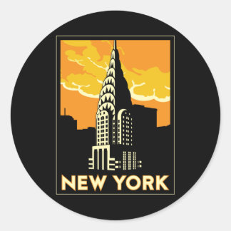 new york united states usa vintage retro travel classic round sticker