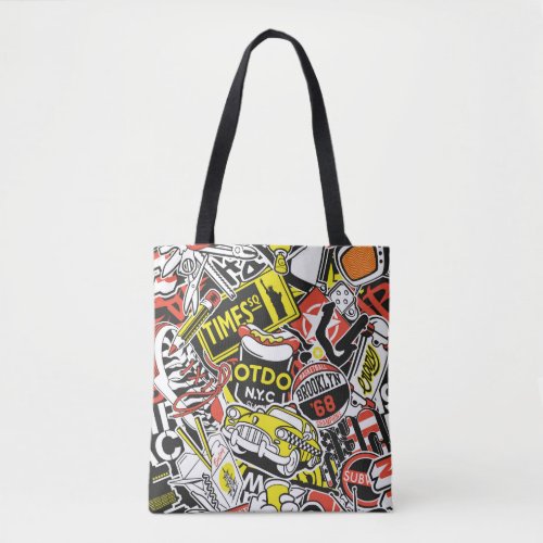 New York urban sticker patchwork abstract vintage  Tote Bag