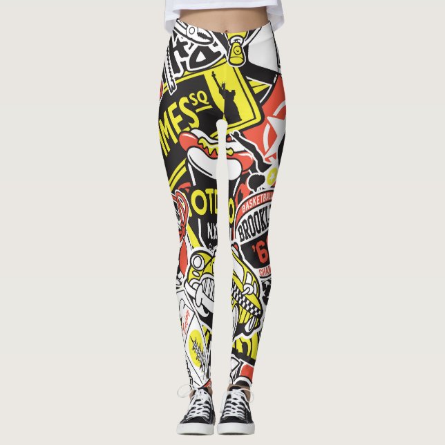 New York urban: sticker patchwork. Leggings (Front)