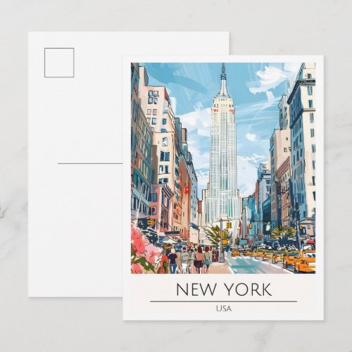 New York USA Art Illustration Travel Postcard