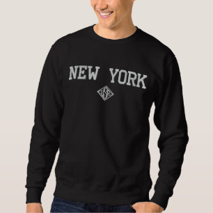 New York USA Embroidered Basic Sweatshirt - Black