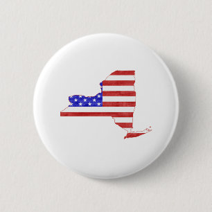 New York USA flag silhouette state map Button