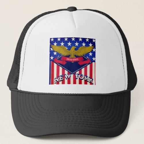 New York USA Flag Trucker Hat