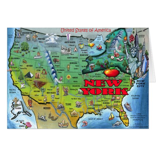 New York USA Map Card