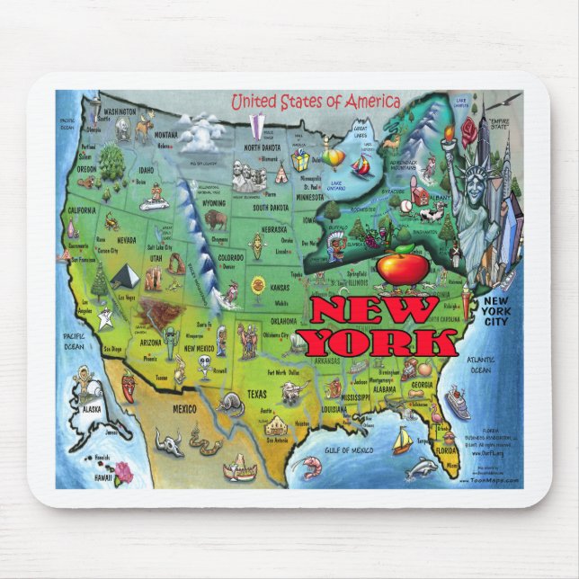 New York USA Map Mouse Pad (Front)