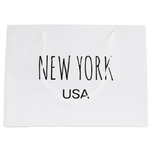 New York USA Minimalist Typography Design Large Gift Bag