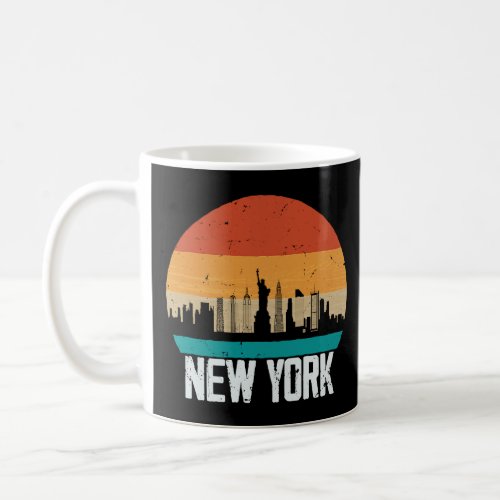New York USA Retro Vintage Sunset Skyline New York Coffee Mug