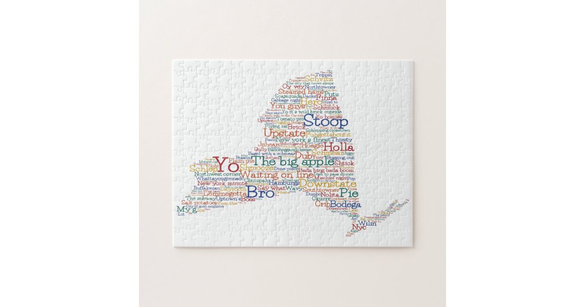 New York USA Slang Word Art Map Jigsaw Puzzle | Zazzle