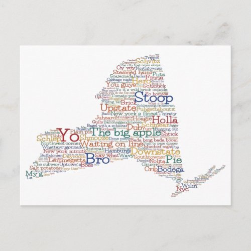 New York USA Slang Word Art Map  Postcard